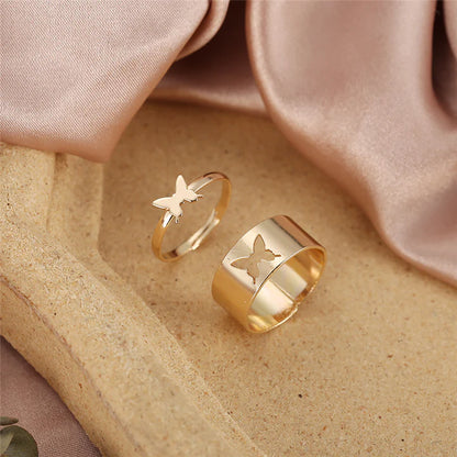 GlobalFlow Gold Plated Butterfly Couple Rings