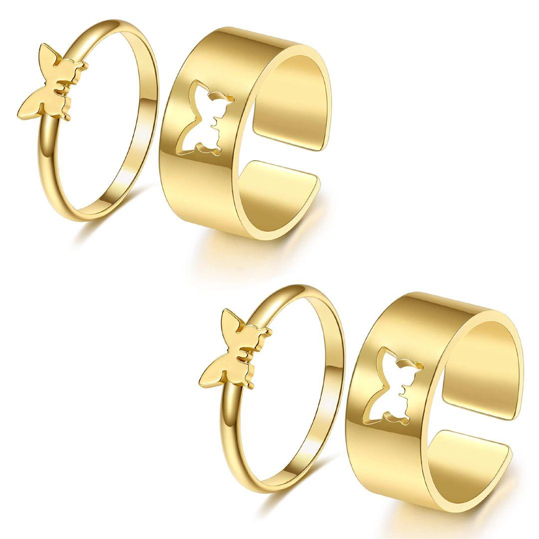 GlobalFlow Gold Plated Butterfly Couple Rings