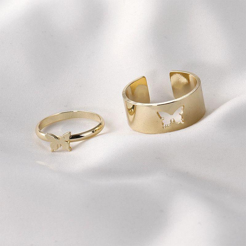 GlobalFlow Gold Plated Butterfly Couple Rings