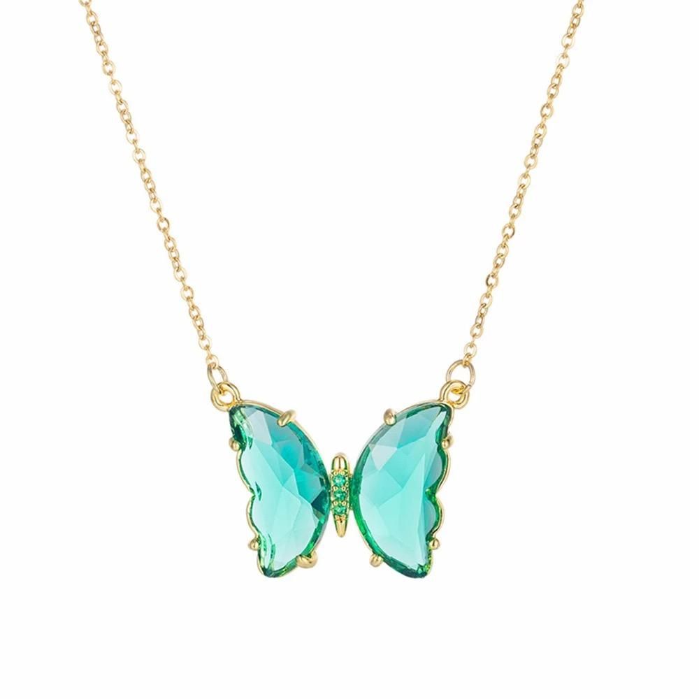 GlobalFlow Special Blue Crystal Butterfly Necklace